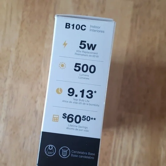 LED Lightbulbs Set of 6 Replacement Bulbs Candelabra Light Bulbs 60 watt - Picture 2 of 9